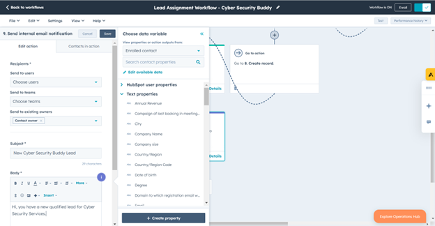 HubSpot Workflow - Email Notifications